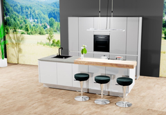 Küche mit Insel Weiß-Mineralgrau