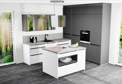 Eckküche Weiss Grau